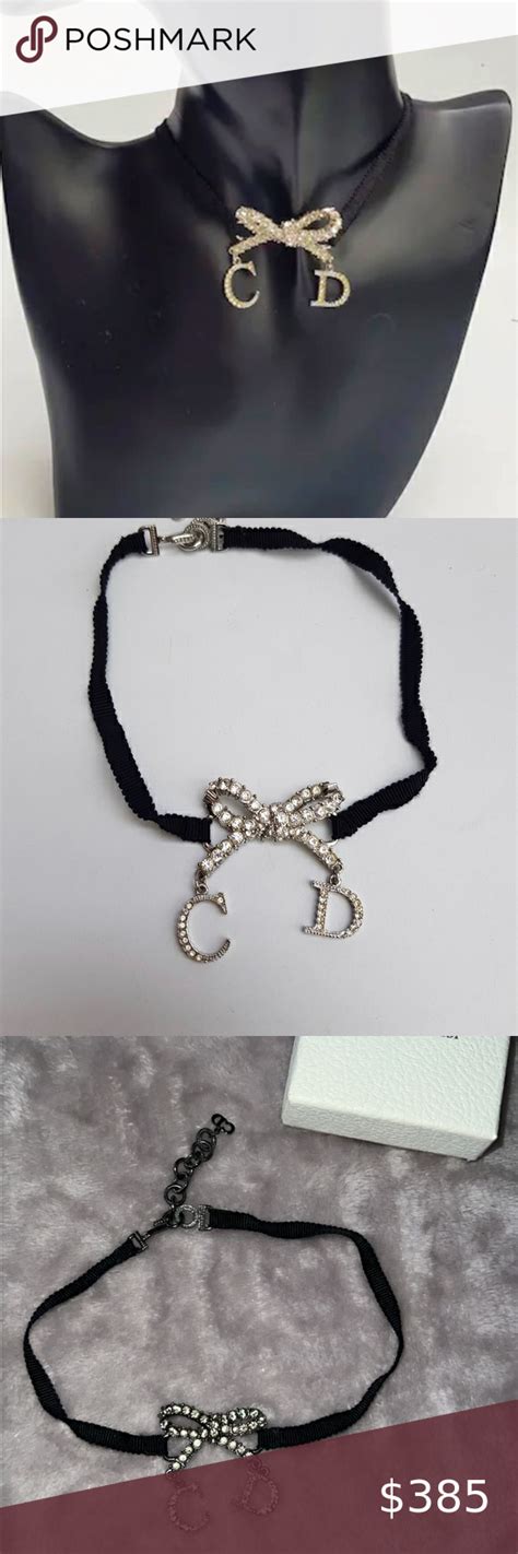 dior black bow|christian dior bow necklace.